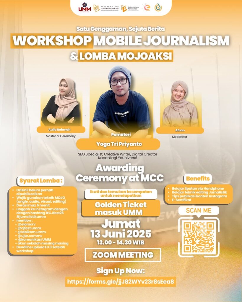 Poster Workshop Mobile Journalism & Lomba Mojoaksi CJFEST.